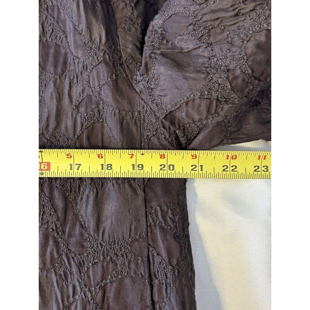 EILEEN FISHER Brown Textured Jacquard Open Jacket Blazer Women Small Silk Blend - Picture 12 of 13